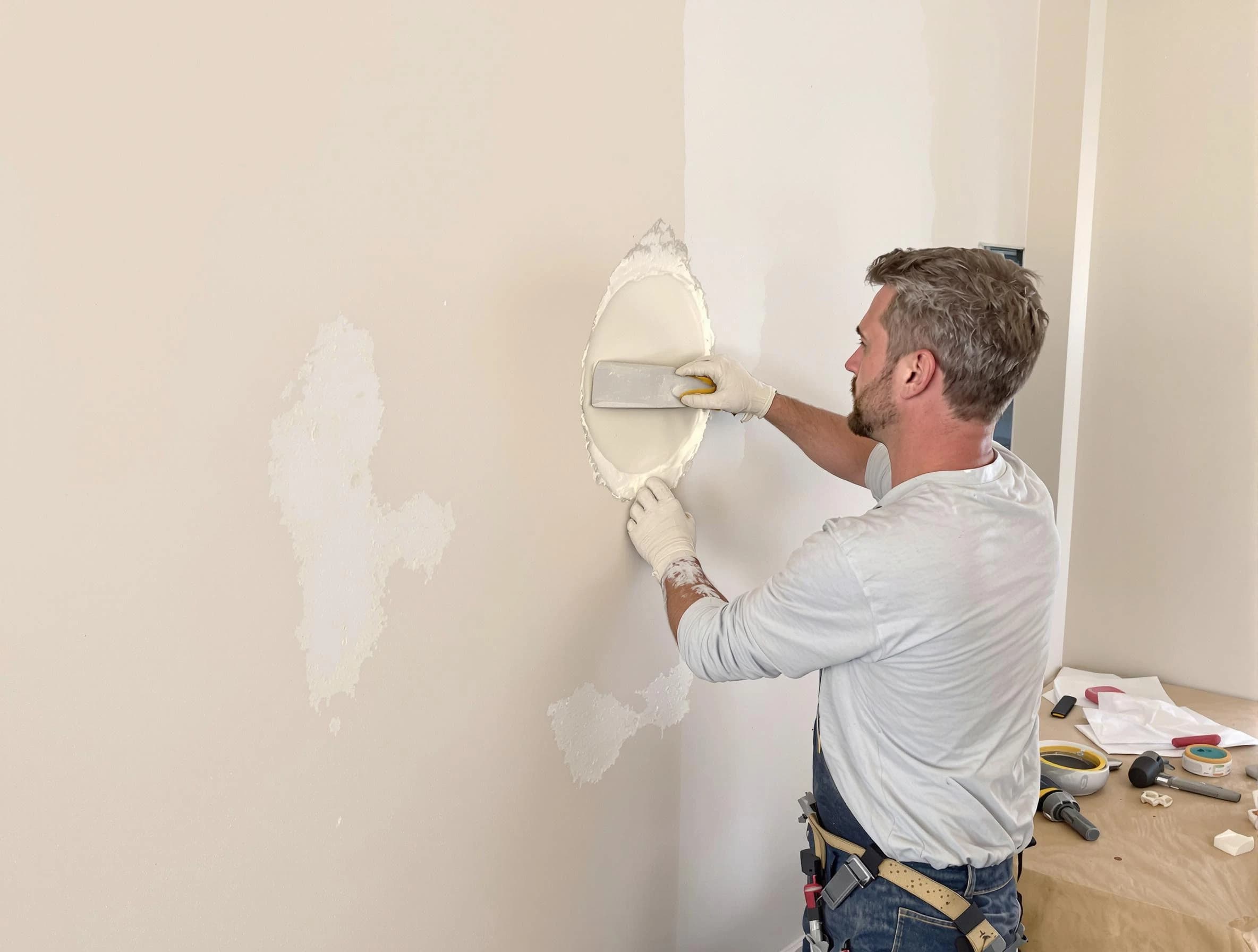 Chandler House Painters technician patching a drywall hole in Chandler, AZ