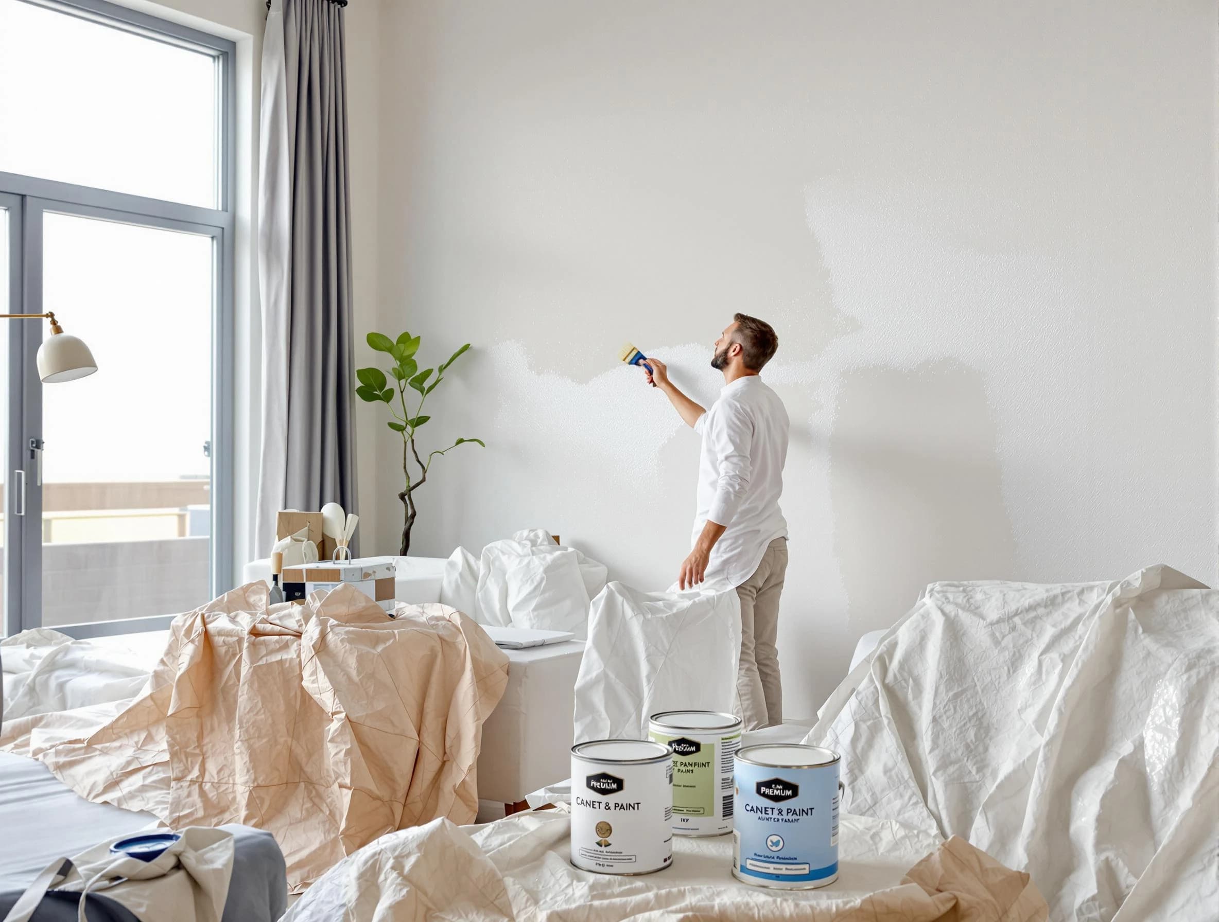 Chandler House Painters team carefully painting an interior wall in Chandler, AZ